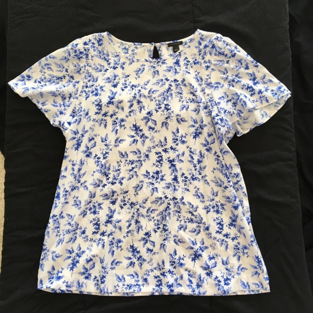 Blue Toile Ann Taylor Blouse